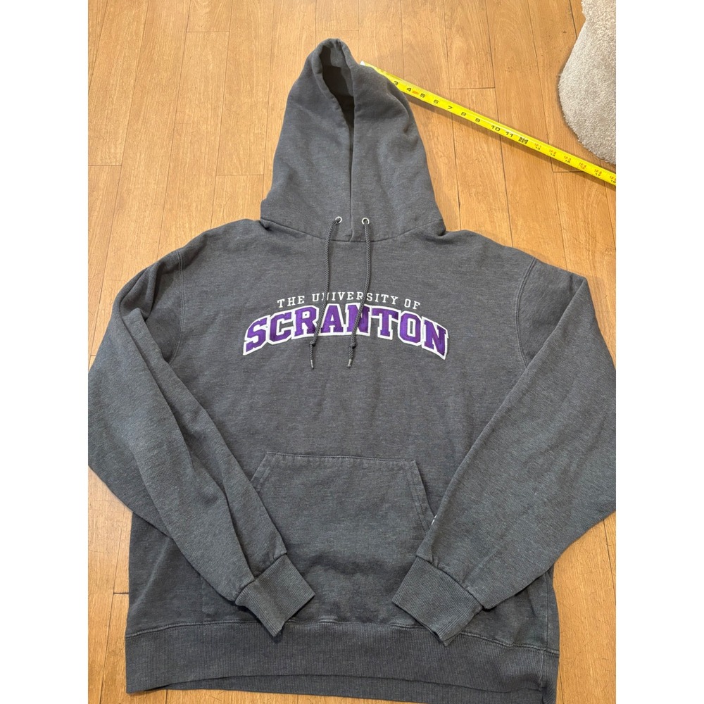 Champion University of Scranton Hoodie Gray Purple Spellout Sweatshirt Mens M